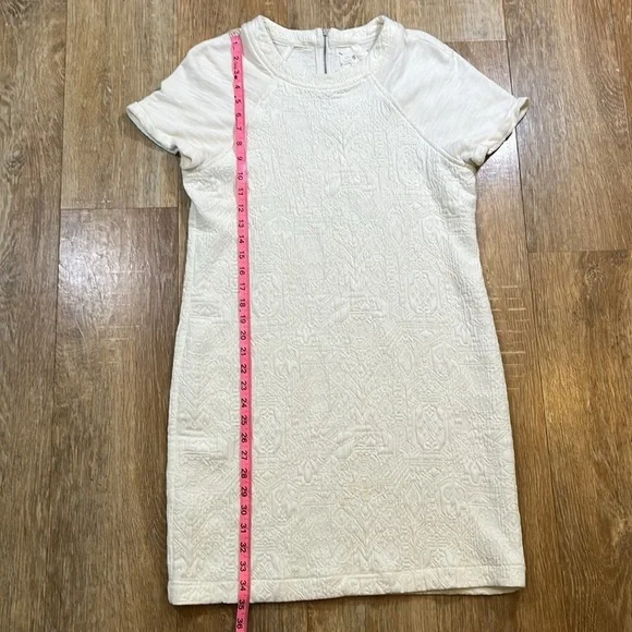 Lou & Grey Cream Textured Shirt Dress Short Sleeve Quilted Women's Small S - Picture 8 of 14